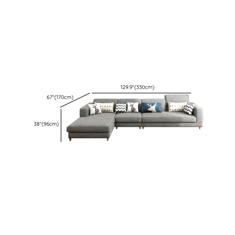 Contemporary 37.8 " H Grey Cotton Blend Square Arm Sofa & Chaise Clearhalo 'furn' 'furn_sectionals' 'Furniture' 'Living Room Furniture' 'Sectionals' 1200x1200_5b0513be-aab3-4be3-834a-c0bea1277398