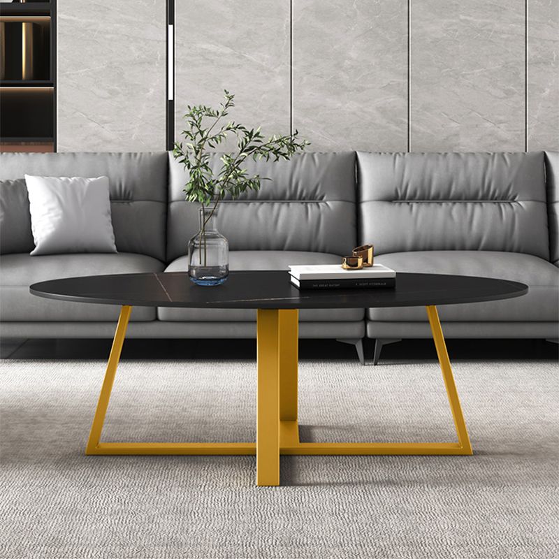 Slate Oval Coffee Table Cross Legs Single Table for Living Room Clearhalo 'Coffee & Accent Tables' 'Coffee Tables' 'coffee_tables' 'furn' 'furn_coffee_tables' 'Furniture' 'Living Room Furniture' 1200x1200_5b0582a7-4c13-4e31-a581-6aa0955a13c5