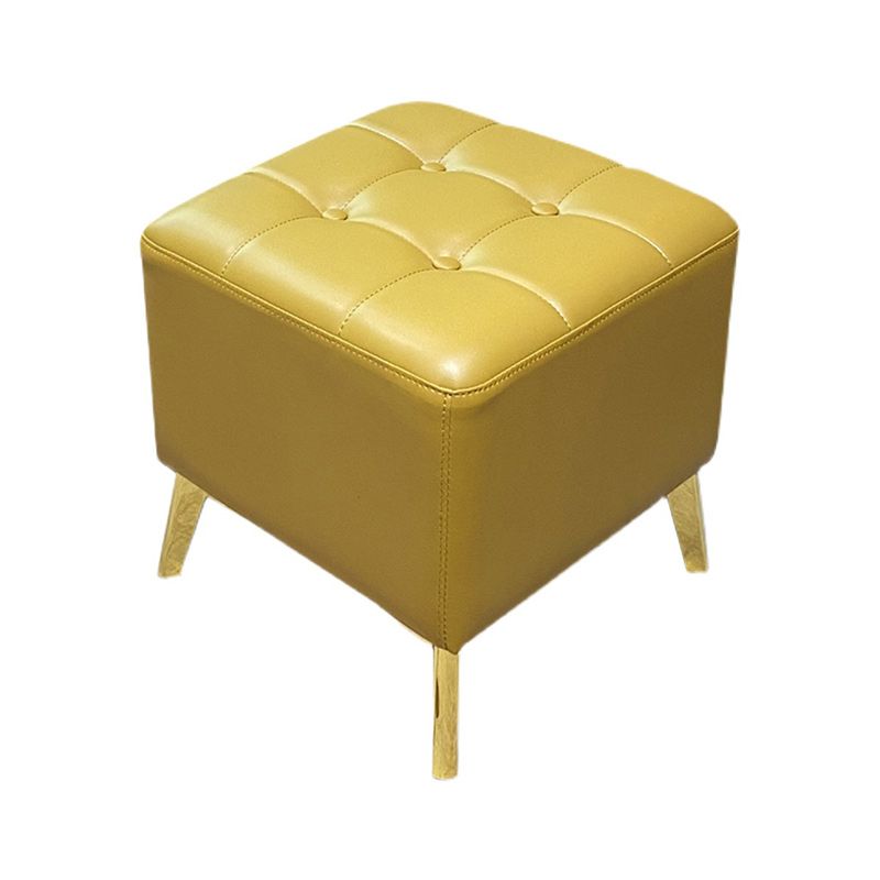 Glam Pouf Ottoman Genuine Leather Upholstered Tufted Square Ottoman with Chair Legs Clearhalo 'furn' 'furn_ottomans_poufs' 'Furniture' 'Living Room Furniture' 'Ottomans & Poufs' 'ottomans_poufs' 1200x1200_5b065fec-f595-485a-9504-4ed3b27f5a38