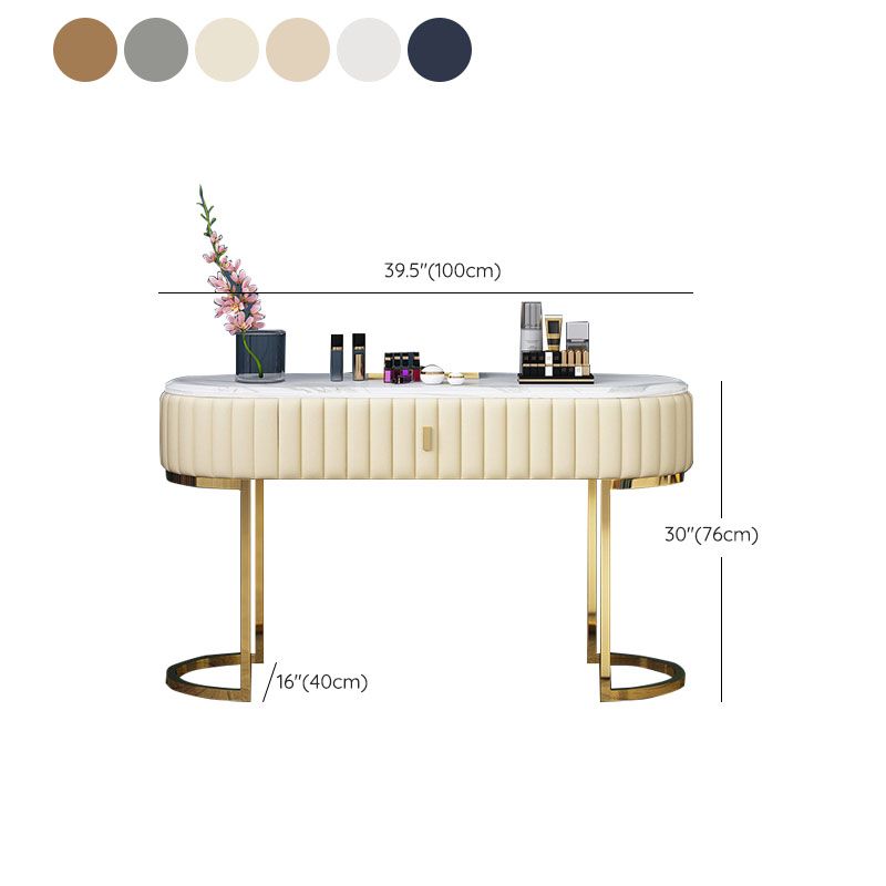 Table de vanité ovale en haut de pierre avec table de coiffure de maquillage de base en métal