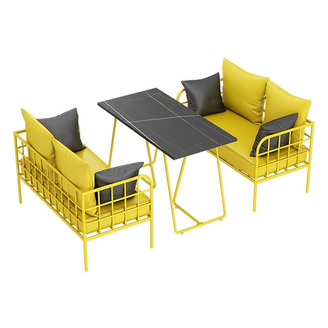 Industrial Sintered Stone Dinner Room Table Black Top Table with Yellow Frame for Dinning Room Clearhalo ' dining_table' 'Dining Tables & Seating' 'Dining Tables' 'furn' 'furn_dining_table' 'Furniture' 'furniture_dining_table' 'Kitchen & Dining Furniture' 'kitchen&dining_furn' 'kitchen' 'kitchen_dining_table' 1200x1200_5b0a158c-ea6d-4a15-9924-2f5a046c934e