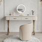 Metal with Padded Stool Vanity Table Luxurious Makeup Desk in Beige