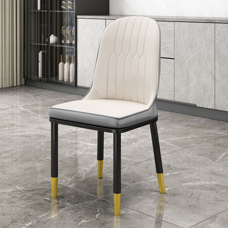Scandinavian Style PU Leather Dining Chairs Solid Back Armless Dining Chair Clearhalo ' kitchen&dining_furn' 'Dining Chairs' 'Dining Tables & Seating' 'dining_chair' 'furn' 'furn_dining_chair' 'Furniture' 'furniture_dining_chair' 'Kitchen & Dining Furniture' 'kitchen' 1200x1200_5b0cfaf3-65ea-4ec2-a8e1-ac1deb62d1b7