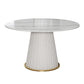 Glam Round Dining Table Set 1/2/5/7 Pieces Dinette Set with White Sintered Stone Top