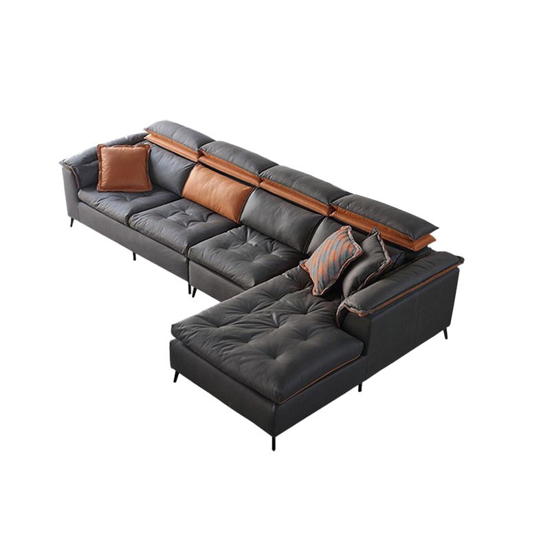 Divano trapuntato moderno e sezione resistente alle macchie chaise .41.33 pollici in grigio scuro