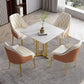 Metal Base Dining Table Glam Style White Stone Top Dining Table for Living Room Clearhalo 'Dining Tables & Seating' 'Dining Tables' 'dining_table' 'furn' 'furn_dining_table' 'Furniture' 'furniture_dining_table' 'Kitchen & Dining Furniture' 1200x1200_5b0fb85f-370a-49db-82d6-4c0fb3f1224c