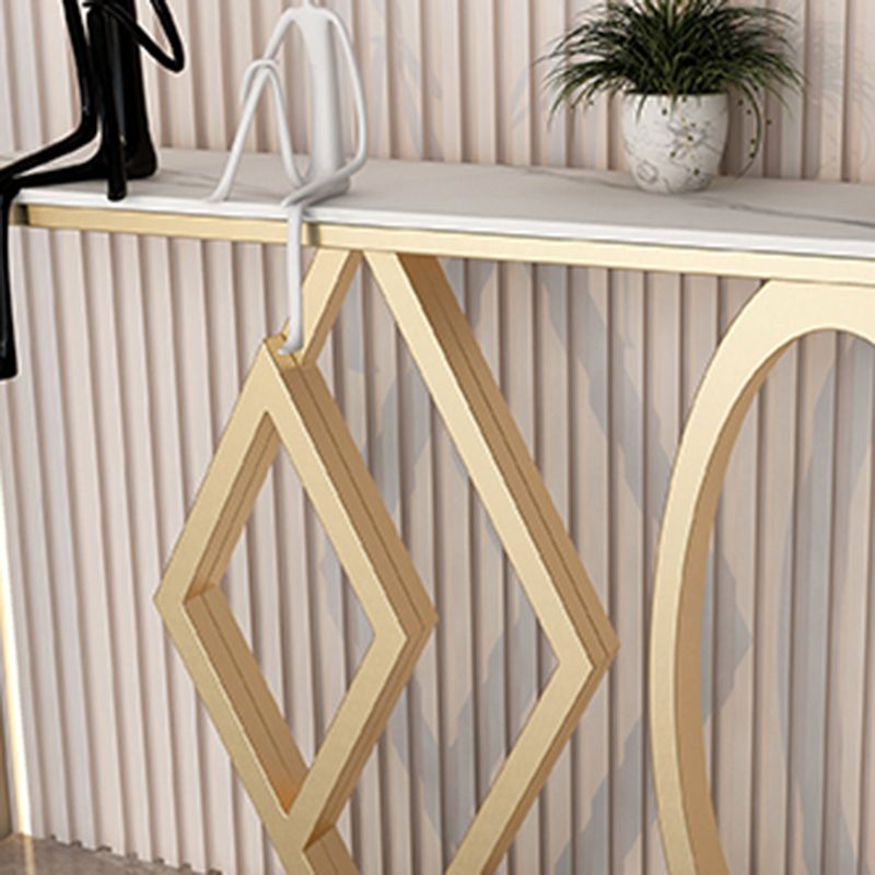 Tavolo da accento base per piedistallo da 31,5 "H con top in pietra per mezza luna per Hall