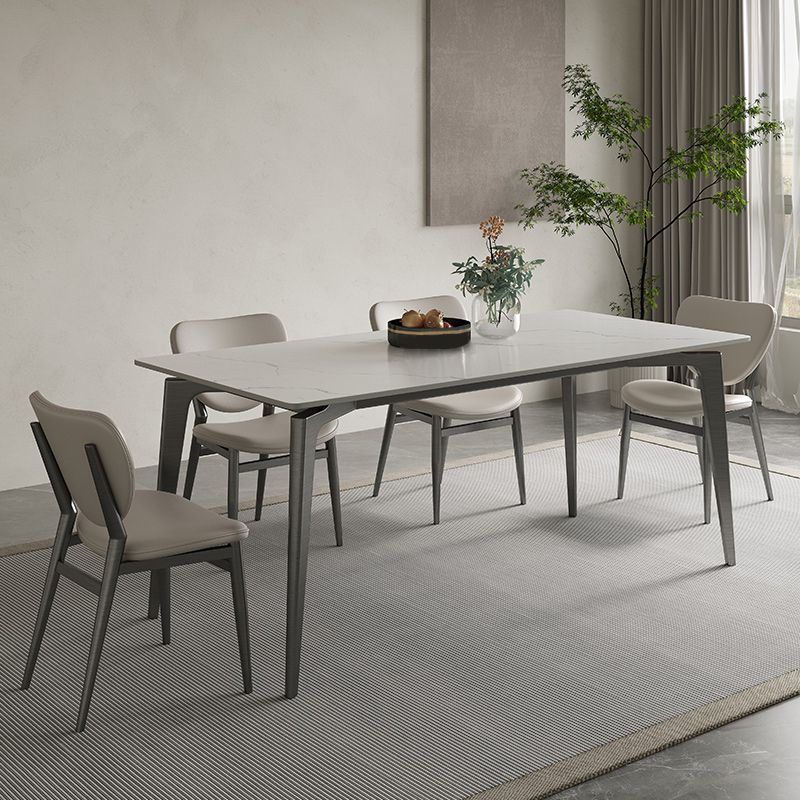 Stainless Steel Frame Dinette Table Stone Top Rectangle Dining Table Clearhalo 'Dining Tables & Seating' 'Dining Tables' 'dining_table' 'furn' 'furn_dining_table' 'Furniture' 'Kitchen & Dining Furniture' 1200x1200_5b10a9d7-e769-4355-a5d3-cad809d70e33