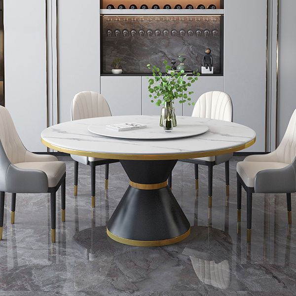 Metal Contemporary Round Dining Table Sintered Stone Table with Pedestal Base Clearhalo ' dining_table' 'Dining Tables & Seating' 'Dining Tables' 'furn' 'furn_dining_table' 'Furniture' 'furniture_dining_table' 'Kitchen & Dining Furniture' 'kitchen&dining_furn' 'kitchen' 'kitchen_dining_table' 1200x1200_5b10b7d3-1b14-4190-9f11-59c7da7ef1b4