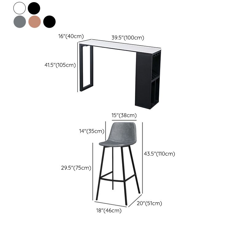 Modern Rectangle Bar Table Set 1/3 Pcs Stone Top Bar Table and Upholstered Stools Clearhalo 'Bar Furniture' 'furn' 'furn_home_bar_bar_sets' 'Furniture' 'Home Bars & Bar Sets' 'home_bar_bar_sets' 'Kitchen & Dining Furniture' 1200x1200_5b10bfdd-9c56-4348-ae3f-fca960260387