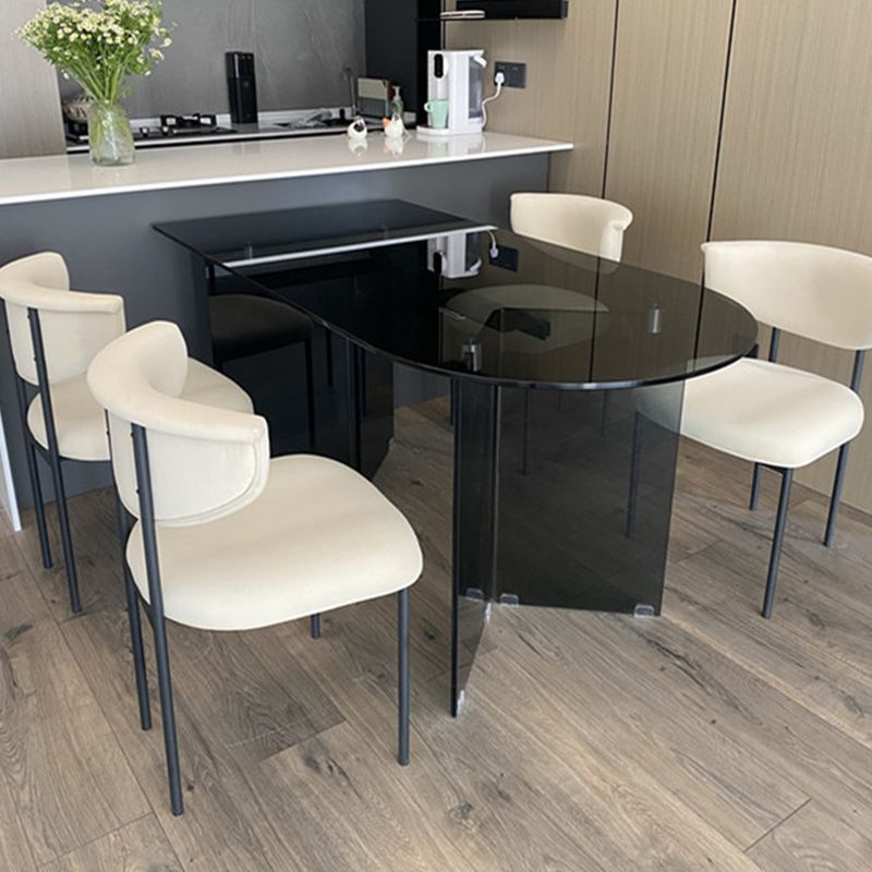 Tela silla de comedor de espalda abierta