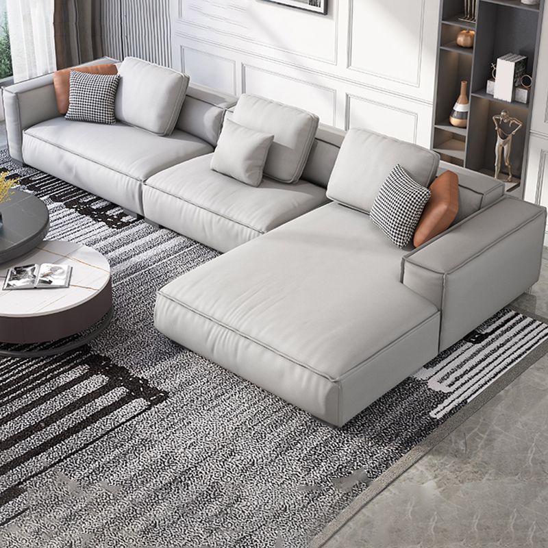 ノルディックフェイクレザーソファスクエアアームソファボルスター枕と