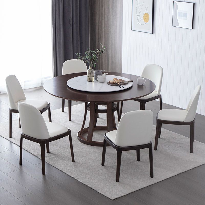 Solid Wood Pedestal Table Convertible Dining Table for Kitchen Clearhalo 'Dining Tables & Seating' 'Dining Tables' 'dining_table' 'furn' 'furn_dining_table' 'Furniture' 'Kitchen & Dining Furniture' 1200x1200_5b13ccd7-9e82-4e26-bc7e-2fcfc0694c7e