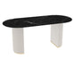 Oval Stone Top Dining Table Modern White Base Dining Table for Living Room Clearhalo 'Dining Tables & Seating' 'Dining Tables' 'dining_table' 'furn' 'furn_dining_table' 'Furniture' 'furniture_dining_table' 'Kitchen & Dining Furniture' 'kitchen' 'kitchen_dining_table' 1200x1200_5b13fcd5-8eed-46bc-a86f-fd450a509855