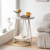 23.6 "Tall Modern Round Side End Table One Shelf bijzettafel met metalen frame