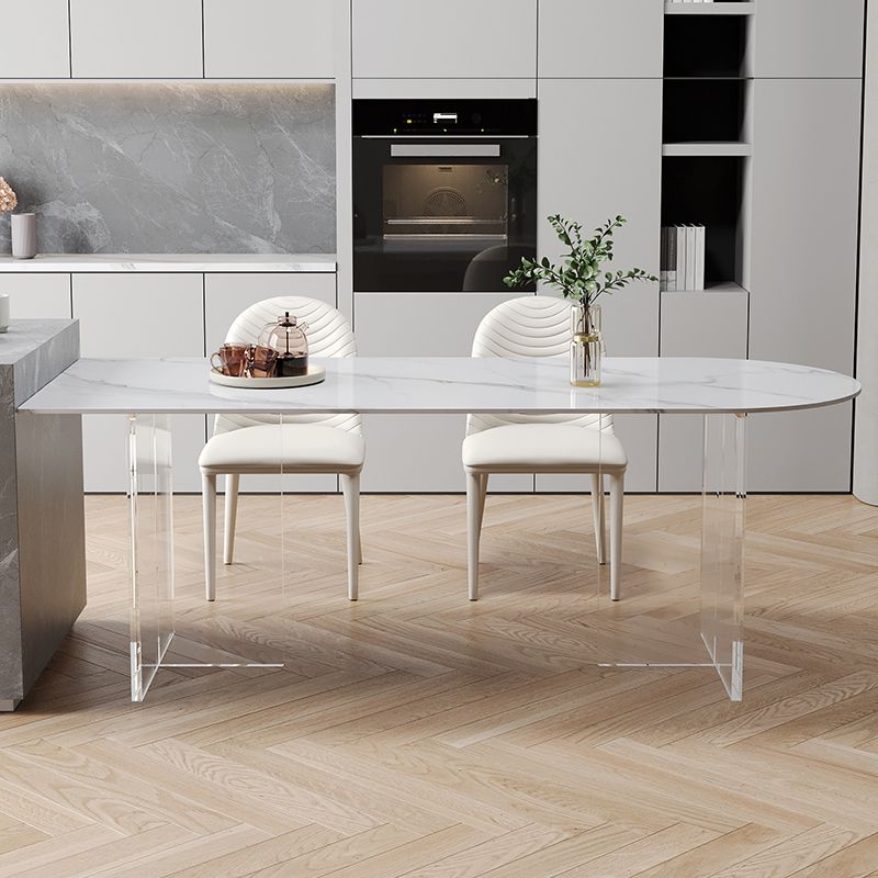 Steen eettafel Home Dinner meubels met acryl dubbel voetstuk voor een klein appartement