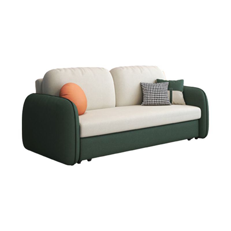 Faux Leather Stain Resistant Contemporary Bed Sofa Couch in Green/white