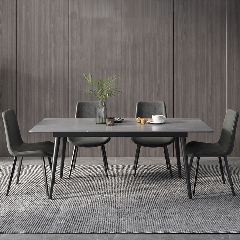 Industrial Rectangle Dining Site Table Black Tripod Base Dining Table with Stone Top