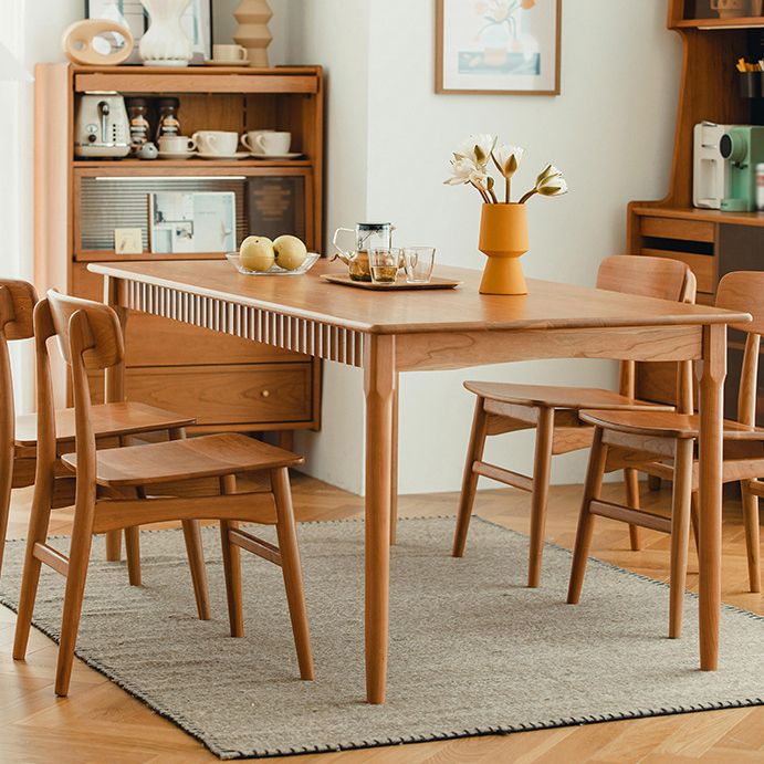 Solid Wood Dining Table Modern Rectangle Dining Table with 4 Legs Clearhalo 'Dining Tables & Seating' 'Dining Tables' 'dining_table' 'furn' 'furn_dining_table' 'Furniture' 'furniture_dining_table' 'Kitchen & Dining Furniture' 1200x1200_5b183928-5212-4f33-97de-d84f6f76a225