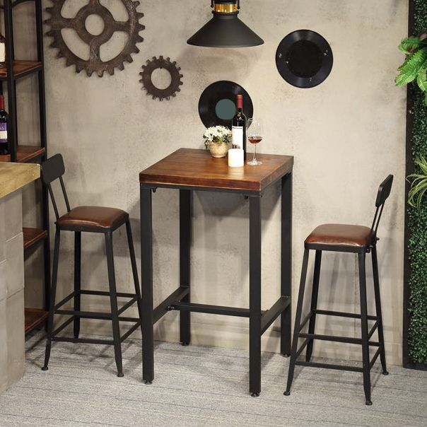 Eigentijdse vierkante voetsteun bartafel Bruin massief houten bartafel