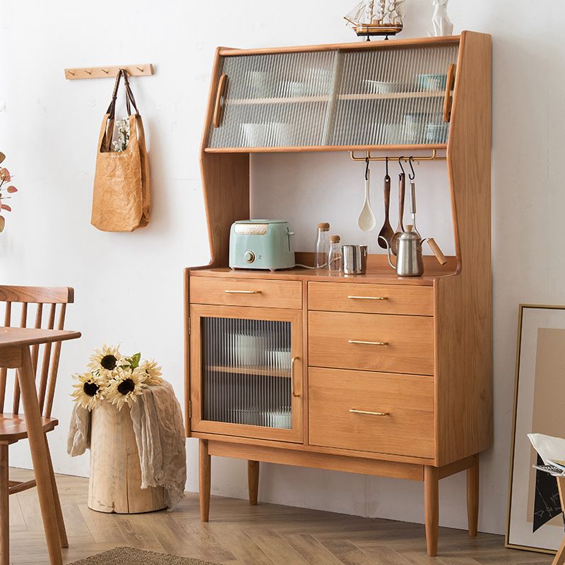 Contemporary Dining Hutch Pine Glass Doors Storage Cabinet for Living Room Clearhalo 'Display & China Cabinets' 'display_china_cabinets' 'furn' 'furn_display_china_cabinets' 'Furniture' 'Kitchen & Dining Furniture' 1200x1200_5b1b6ecf-9425-465e-85ee-92dc0d01fb44