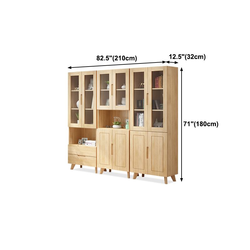 Scandinavian Solid Wood Bookcase Natural Closed Back Bookshelf with Door Clearhalo 'Bookcases' 'furn' 'furn_bookcases' 'Furniture' 'furniture_bookcases' 'Office Furniture' 1200x1200_5b1c1e06-04ae-41a0-b197-ffc0775653dd