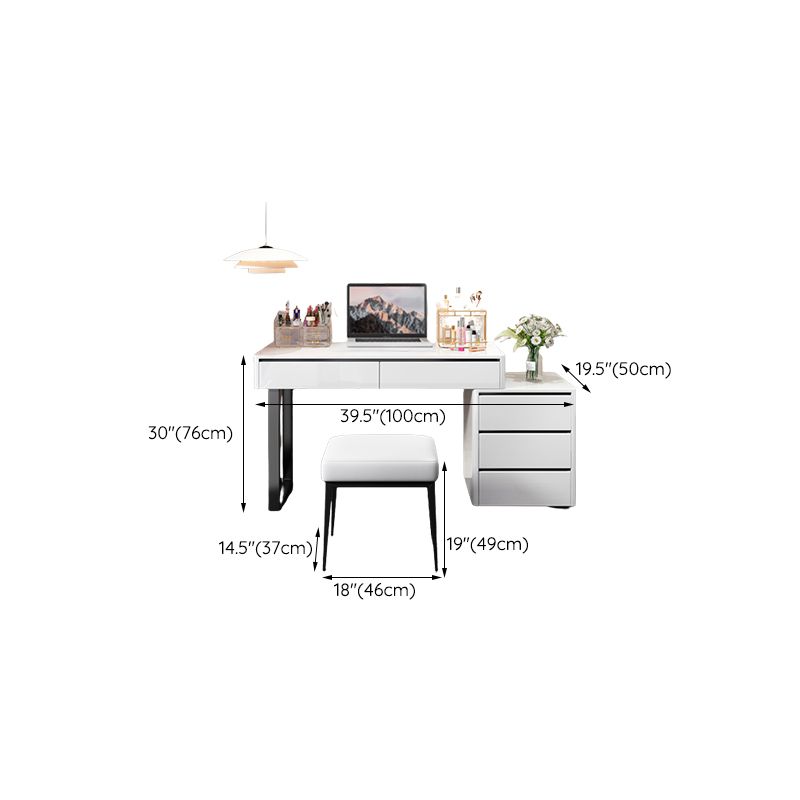 19.68 "引き出し付き幅の木製の虚栄心セット明るい白いメイクアップ虚栄心