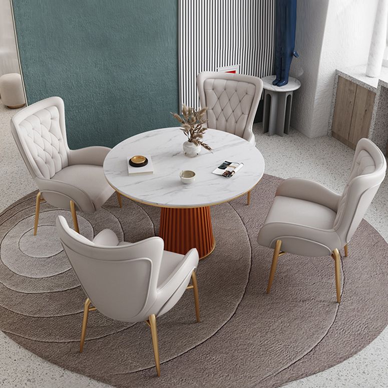 1/5 Pcs Metal Contemporary Dining Room Set with Round Indoor Table Dinette Set Clearhalo 'Dining Room Sets' 'Dining Tables & Seating' 'dining_room_set' 'furn' 'furn_dining_room_set' 'Furniture' 'furniture_dining_room_set' 'Kitchen & Dining Furniture' 'kitchen&dining_furn' 'kitchen' 1200x1200_5b2108c5-65ad-4e66-abc0-7ca7e72b22f6