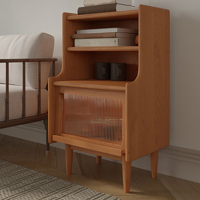 14" Wide Side Table Oak Accent Side Table with Storage for Living Room