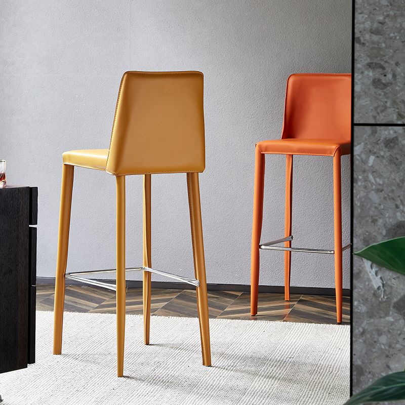 Modern Leather Bar Stool Low Back Counter Stool for Living Room Clearhalo 'Bar Furniture' 'Bar Stools' 'bar_stools' 'furn' 'furn_bar_stools' 'Furniture' 'Kitchen & Dining Furniture' 1200x1200_5b249b31-c76f-416c-82d1-85e36d7592eb