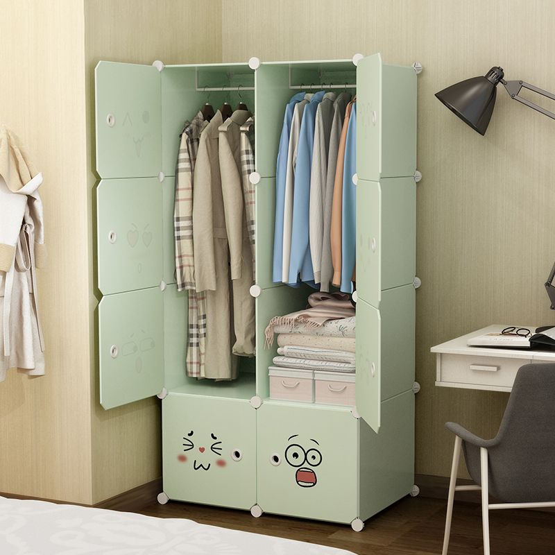 Modern Style Wardrobe Green Colour Plastic Bedroom Wardrobe Closet Clearhalo 'Armoires & Wardrobes' 'armoires_wardrobes' 'Bedroom Furniture' 'furn' 'furn_armoires_wardrobes' 'Furniture' 1200x1200_5b26bc26-45a9-40ee-a6c8-92caf83ee009