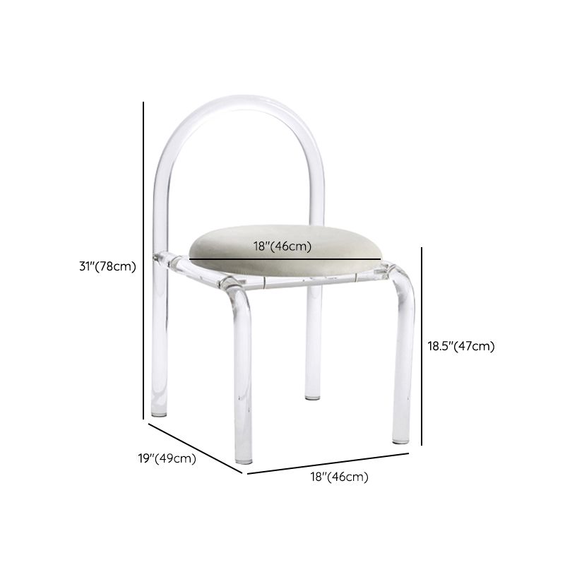 Zeitgenössischer Stil offener gepolsterter Acryl -Basis -Ess -Seitenstuhl offen