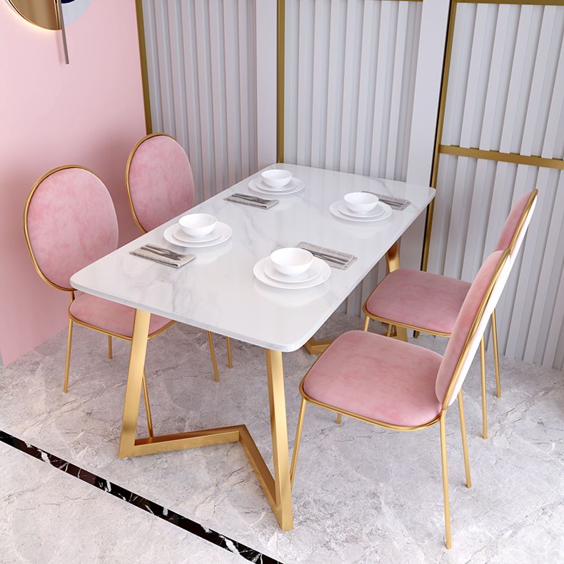 Glam Iron Dinette Set 1/2/5 Pieces Rectangle Sintered Stone Top Dining Table Set Clearhalo 'Dining Room Sets' 'Dining Tables & Seating' 'dining_room_set' 'furn' 'furn_dining_room_set' 'Furniture' 'furniture_dining_room_set' 'Kitchen & Dining Furniture' 1200x1200_5b278b8a-8c8e-4c22-93e3-dc9531b233d1