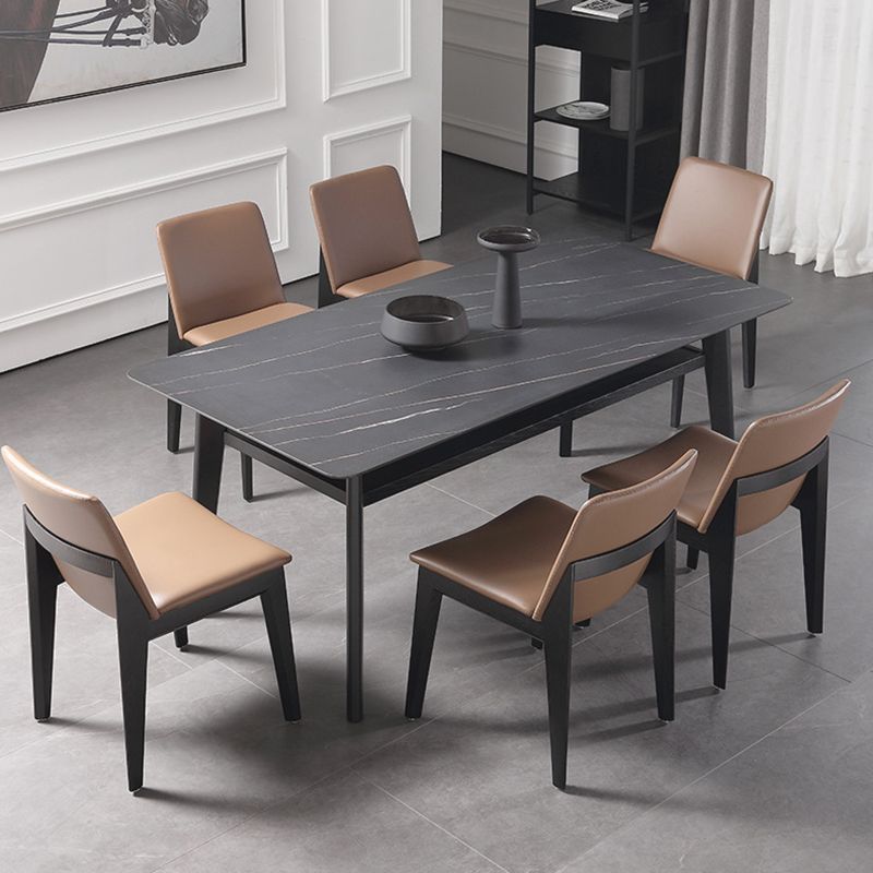 Modern Sintered Stone Top Dining Set Rectangle 1/2/5/7 Pieces Wooden Dining Room Table Set Clearhalo 'Dining Room Sets' 'Dining Tables & Seating' 'dining_room_set' 'furn' 'furn_dining_room_set' 'Furniture' 'Kitchen & Dining Furniture' 1200x1200_5b280998-1b23-4b1a-8d6f-005c09cad75a