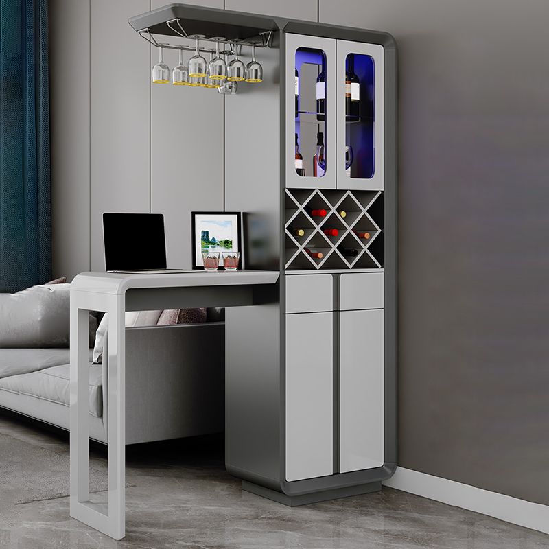 Modern Rectangle Bar Table Artificial Wood Table with Wine Cabinet for Living Room Clearhalo 'Bar Furniture' 'Bar Tables' 'bar_tables' 'furn' 'furn_bar_tables' 'Furniture' 'Kitchen & Dining Furniture' 1200x1200_5b290f70-e51a-4910-bbaa-d6d2fdb64583