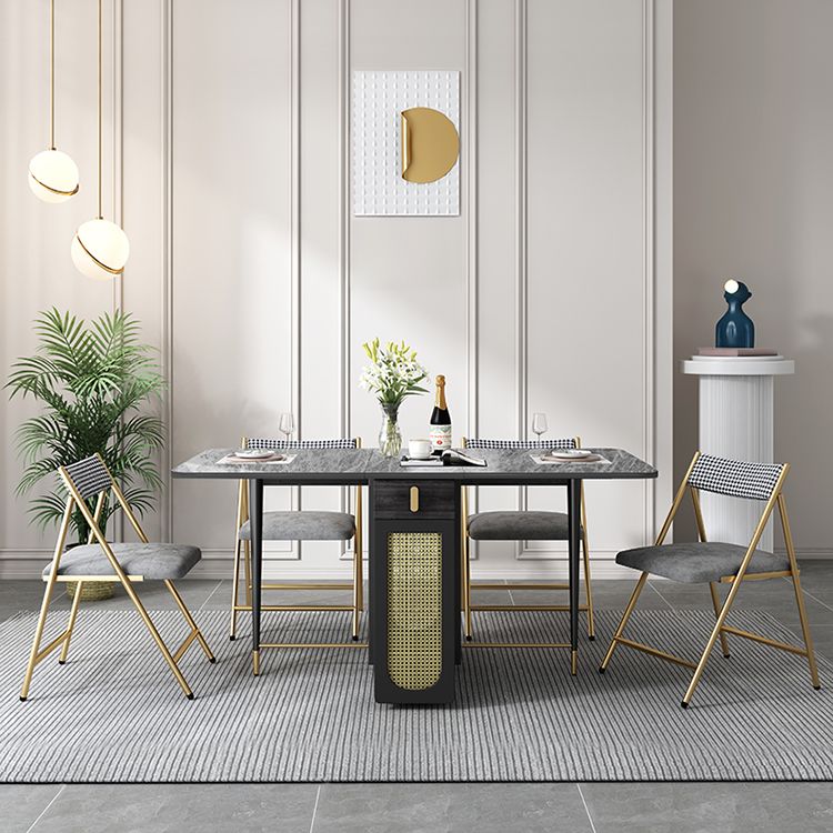 1/2/5 Pcs Metal Modern Dining Set with Rectangle Table and Foldable Chairs Dinette Set Clearhalo 'Dining Room Sets' 'Dining Tables & Seating' 'dining_room_set' 'furn' 'furn_dining_room_set' 'Furniture' 'furniture_dining_room_set' 'Kitchen & Dining Furniture' 'kitchen&dining_furn' 'kitchen' 1200x1200_5b292cec-ad11-40b0-81d5-46e6eb0c07a3