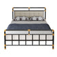 Industrial Metal Standard Bed, Open-Frame Rectangular Headboard Bed