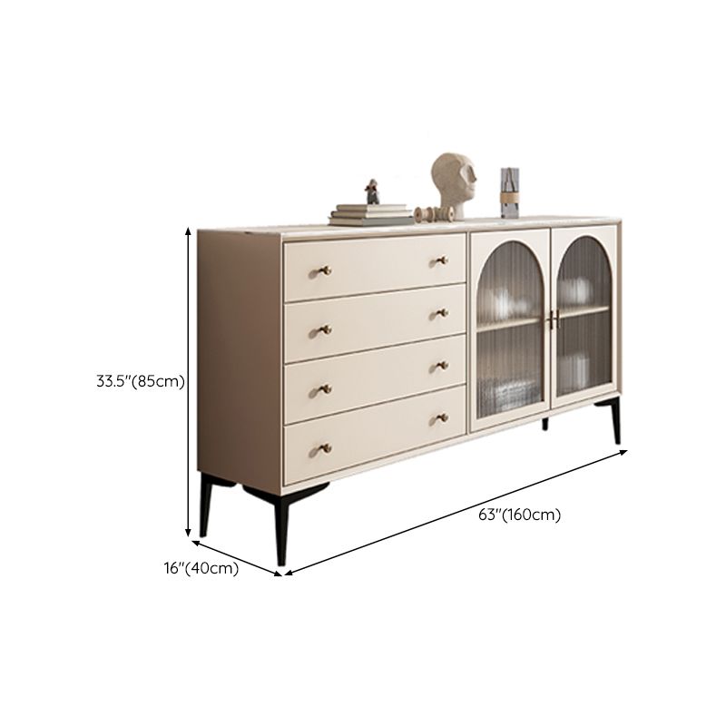 Scheda laterale di pietra per tavolino a buffet contemporanei con armadi e cassetti