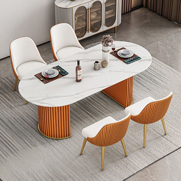 Modern Sintered Stone Table for Restaurant Oval Dining Table with Double Pedestal Base Clearhalo ' dining_table' 'Dining Tables & Seating' 'Dining Tables' 'furn' 'furn_dining_table' 'Furniture' 'furniture_dining_table' 'Kitchen & Dining Furniture' 'kitchen&dining_furn' 'kitchen' 'kitchen_dining_table' 1200x1200_5b2b86b0-58dd-4330-8be9-426af80e1001