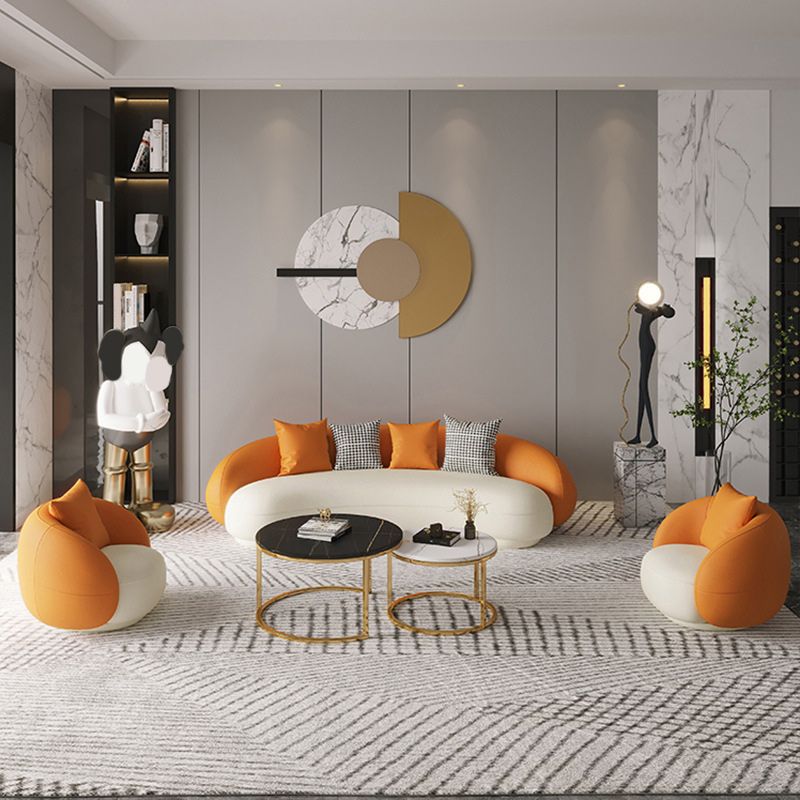 Modern 23.62 "H Faux lederen hellingsarm gebogen bank voor woonkamer