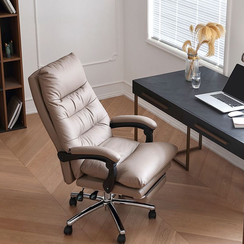 Modern Leather Desk Chair Adjustable Seat Height Padded Arms Office Chair with Wheels Clearhalo 'furn' 'furn_office_chair' 'Furniture' 'Office Chairs' 'Office Furniture' 'office_chair' 1200x1200_5b2ce321-a498-407b-8e6e-de8efb432d95
