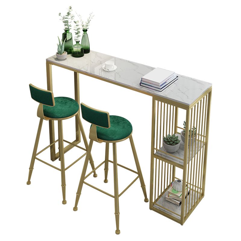 Tableau de barre en marbre artificiel Table du bistrot de style glamour de 42 pouces avec grille de rangement