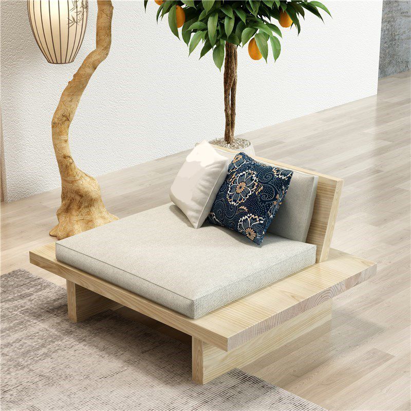 Divano a cornice in legno massiccio tropicale beige di divano cuscino con cuscini con cuscini