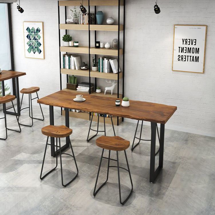 Indoor Rectangle Sled Bistro Accent Dining Table Wood Modern Cocktail Bar Table in Brown Clearhalo 'Bar Furniture' 'Bar Tables' 'bar_tables' 'furn' 'furn_bar_tables' 'Furniture' 'furniture_bar_tables' 'Kitchen & Dining Furniture' 'kitchen&dining_furn' 'kitchen' 1200x1200_5b2e8a1f-3d85-48a6-937e-fd93ca11e967