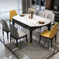 Contemporary Extendable Stone Dining Table with Wood Base and Double Drop Leaf Clearhalo 'Dining Tables & Seating' 'Dining Tables' 'dining_table' 'furn' 'furn_dining_table' 'Furniture' 'Kitchen & Dining Furniture' 1200x1200_5b301406-daca-4dd5-810d-fb07366db9db