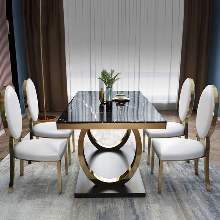 Traditional Luxury Marble Dining Table Rectangle Table with Metal Pedestal Clearhalo ' dining_table' 'Dining Tables & Seating' 'Dining Tables' 'furn' 'furn_dining_table' 'Furniture' 'furniture_dining_table' 'Kitchen & Dining Furniture' 'kitchen&dining_furn' 'kitchen' 'kitchen_dining_table' 1200x1200_5b30971d-a1ac-4c34-add8-ec3984519d18