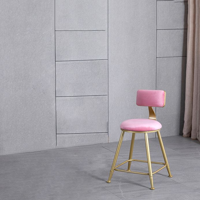 Glam Backrest Armless Counter Stool Iron Beauty Shop Bar Stool with Suede Cushion Clearhalo 'Bar Furniture' 'Bar Stools' 'bar_stools' 'furn' 'furn_bar_stools' 'furniture_bar_stools' 'Kitchen & Dining Furniture' 'kitchen&dining_furn' 'kitchen' 'kitchen_furn' Furniture' 1200x1200_5b30ed96-2102-4bf9-a2ab-cc50ccddfcda