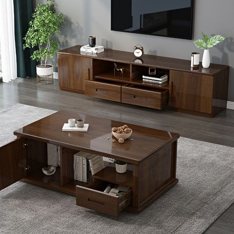 Soporte de televisión tradicional de 13.78 "D Consola de TV de madera con cajones y 2 puertas