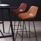 Industrial Metal Legs Faux Leather Indoor Bar Stool with Footrest