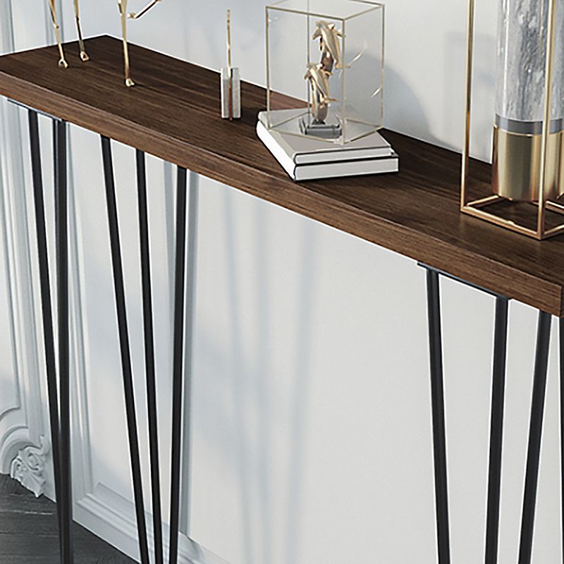 Tavolo da console top in legno massiccio da 31,5 "H con gambe metalliche moderne